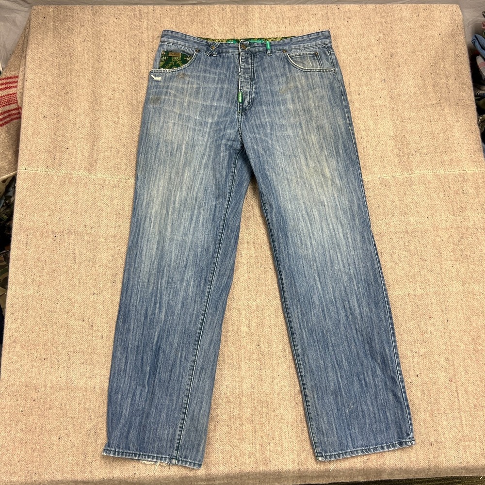 Vintage LRG Jeans Mens 36x34 Blue 2000s Y2K Embroidered Lifted Research Group‎